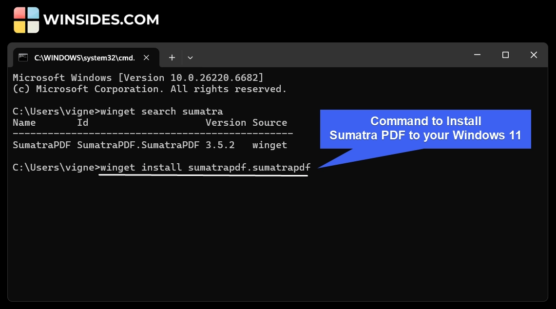 Command to Install Sumatra PDF