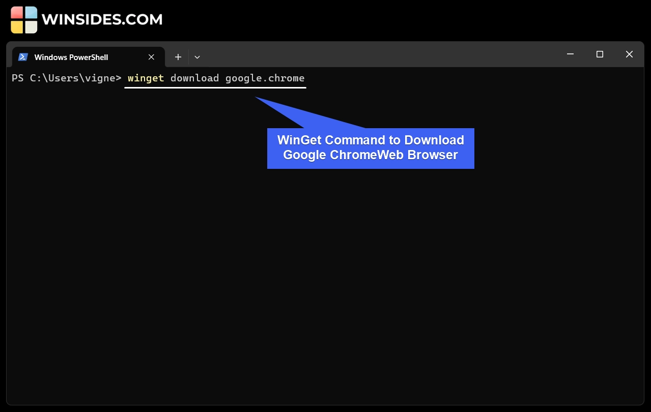 WinGet Command to Download Google chrome Web Browser
